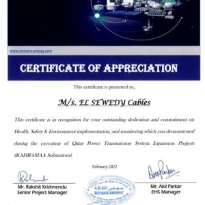 SIEMENS ENERGY - Appreciation Certificate